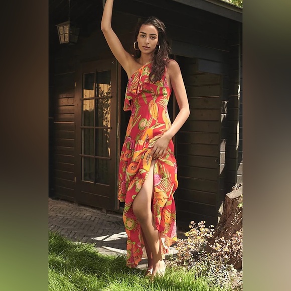 FARM RIO Papayas One-Shoulder Maxi Dress
